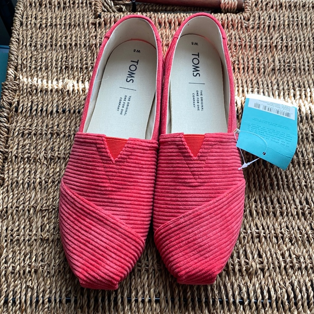 Toms Red Corduroy Alpargata size 8